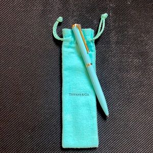 Tiffany lacquer ballpoint pen with sterling silver T and trim stamp Tiffany & Co